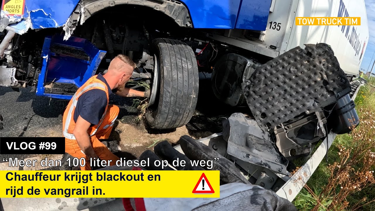 CHAUFFEUR KRIJGT BLACKOUT.. 100 LITER DIESEL OP DE WEG.. 😨 | Leven van een berger! #99