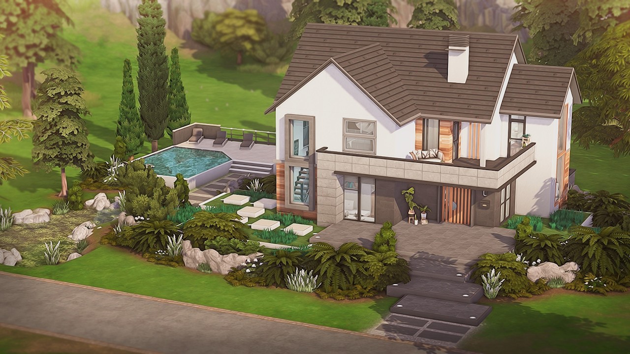 Medium Modern Family Home 🌲 | The Sims 4 Speed Build