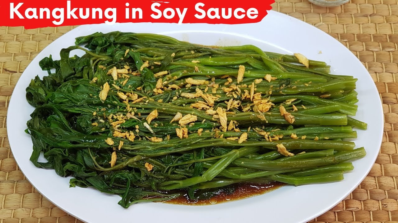Easy Kangkung with Crispy Garlic & Soy Sauce  | Water Spinach with Crispy Garlic & Soy Sauce Recipe