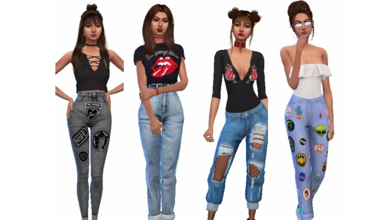 THE SIMS 4: LOOKBOOK TUMBLR || OUTFITS WITH JEANS || ALL CC LIST