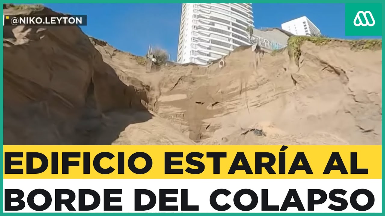 Drone capta impactantes imágenes de edificio al borde del socavón en Viña del Mar