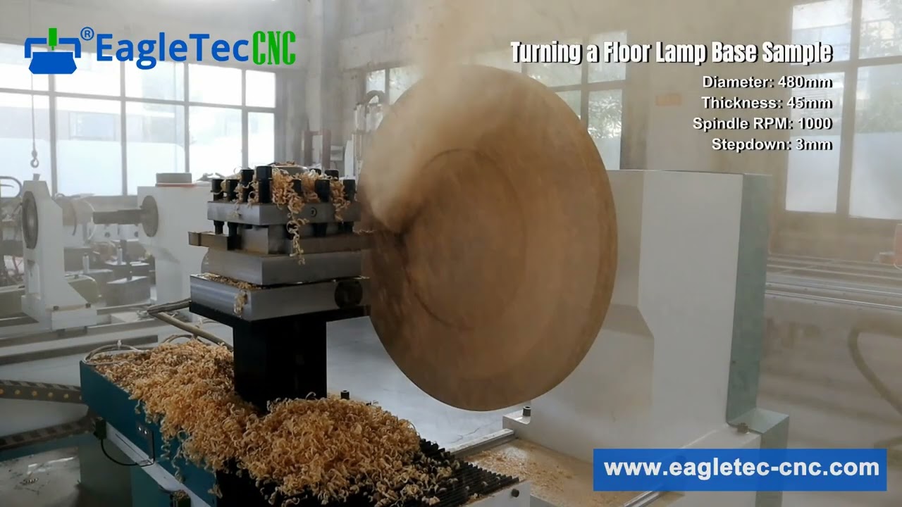 480mm Floor Lamp Base Turning by Jinan EagleTec CNC Wood Lathe