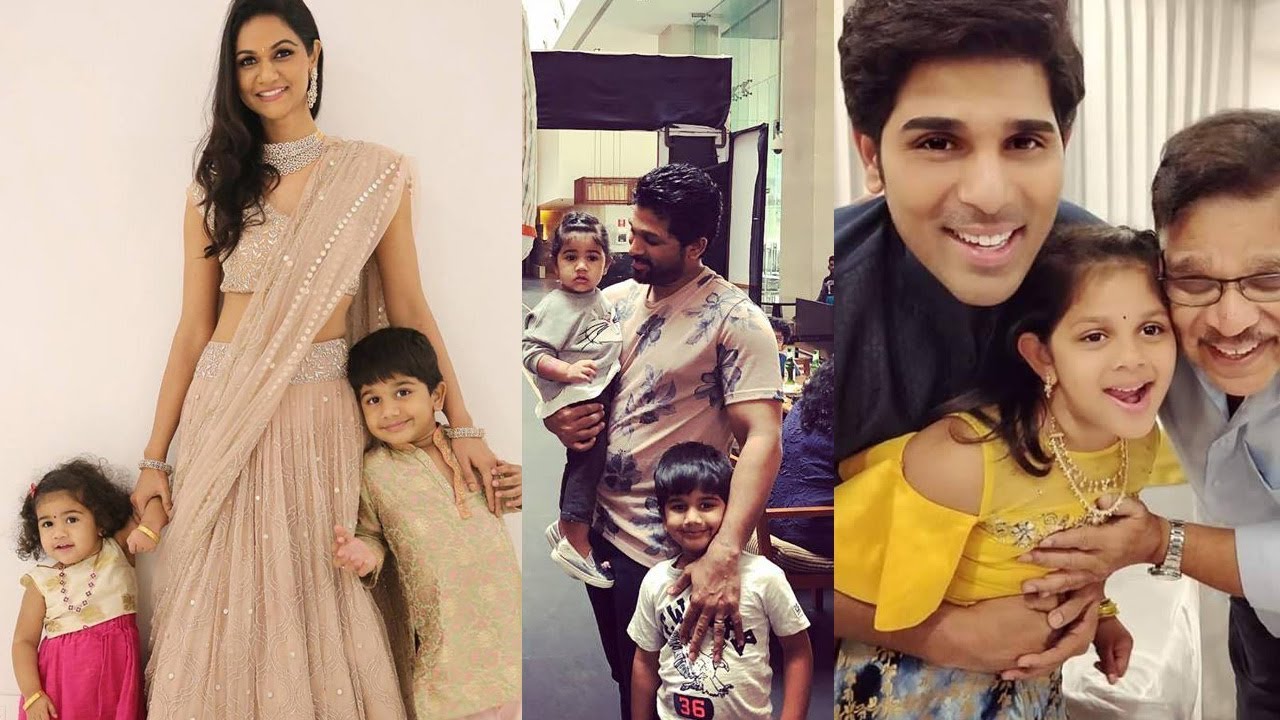 Allu Arjun with Wife Sneha Reddy, Son Ayaan, Daughter Arha Photos