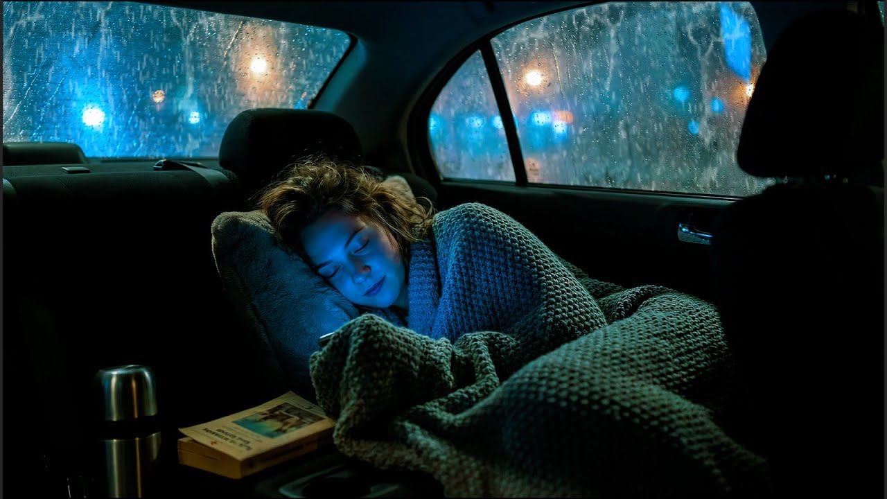 Relaxing Heavy Rain & Thunder Sounds ⛈️ Inside a Car 🚐 — Deep Sleep & Calm Night Ambience