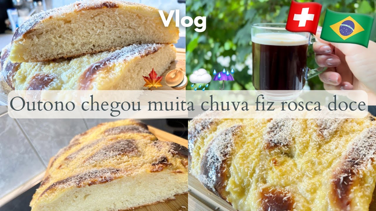 Outono 🍂 chegou muita chuva 🌧️ fiz uma rosca doce 🥯  com creme e técnica Tangzhong perfeito 😋