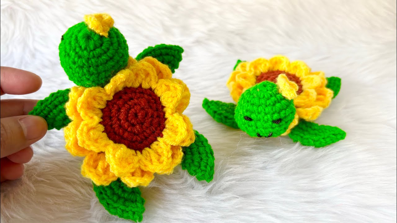 Crochet Turtle Sunflower Amigurumi Tutorial