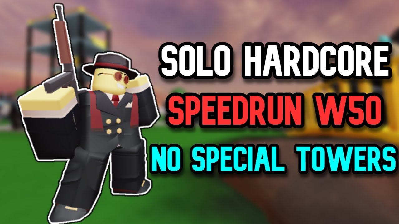 Solo Hardcore Wave 50 Speedrun Without Special Towers - Tower Defense Simulator | TDS