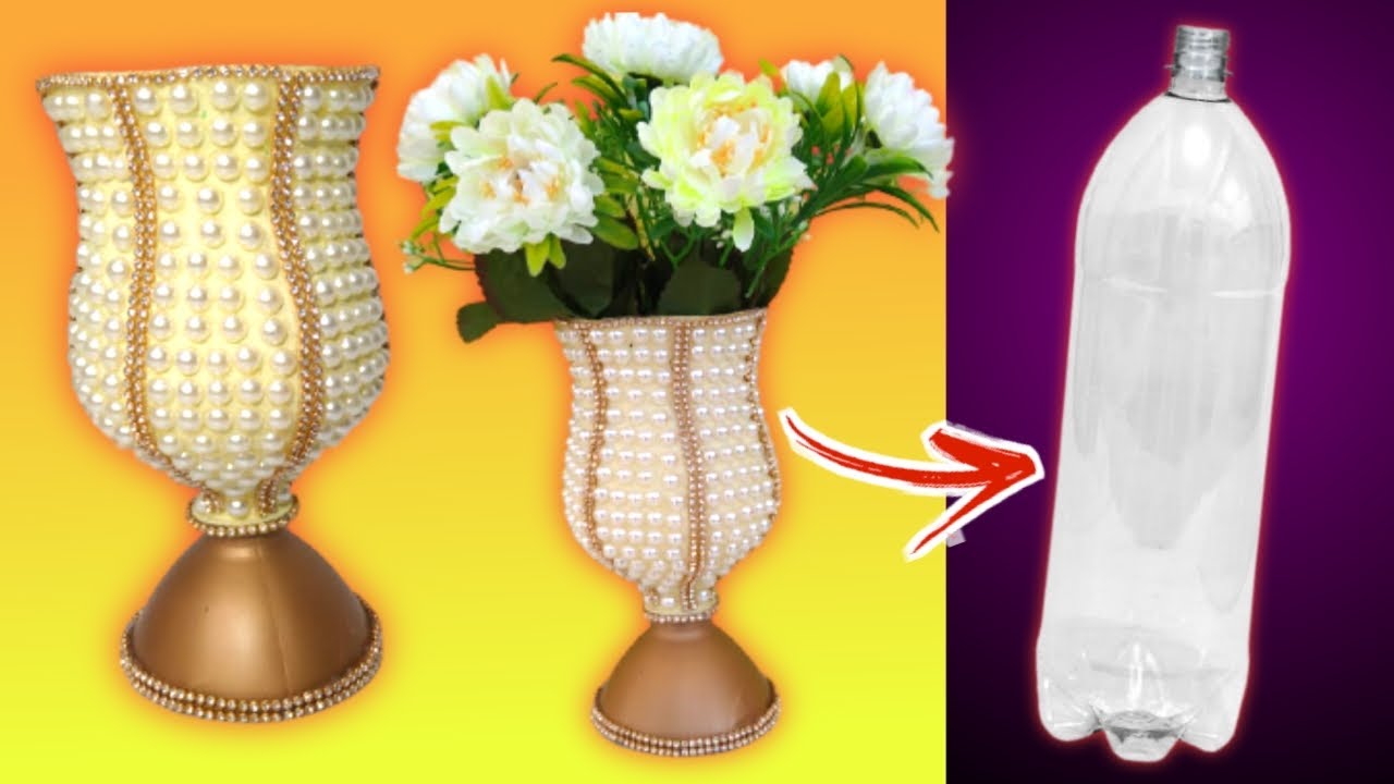 Artesanato com Garrafa Pet   -  Como Fazer um Lindo Vaso para Flores com Garrafa Pet
