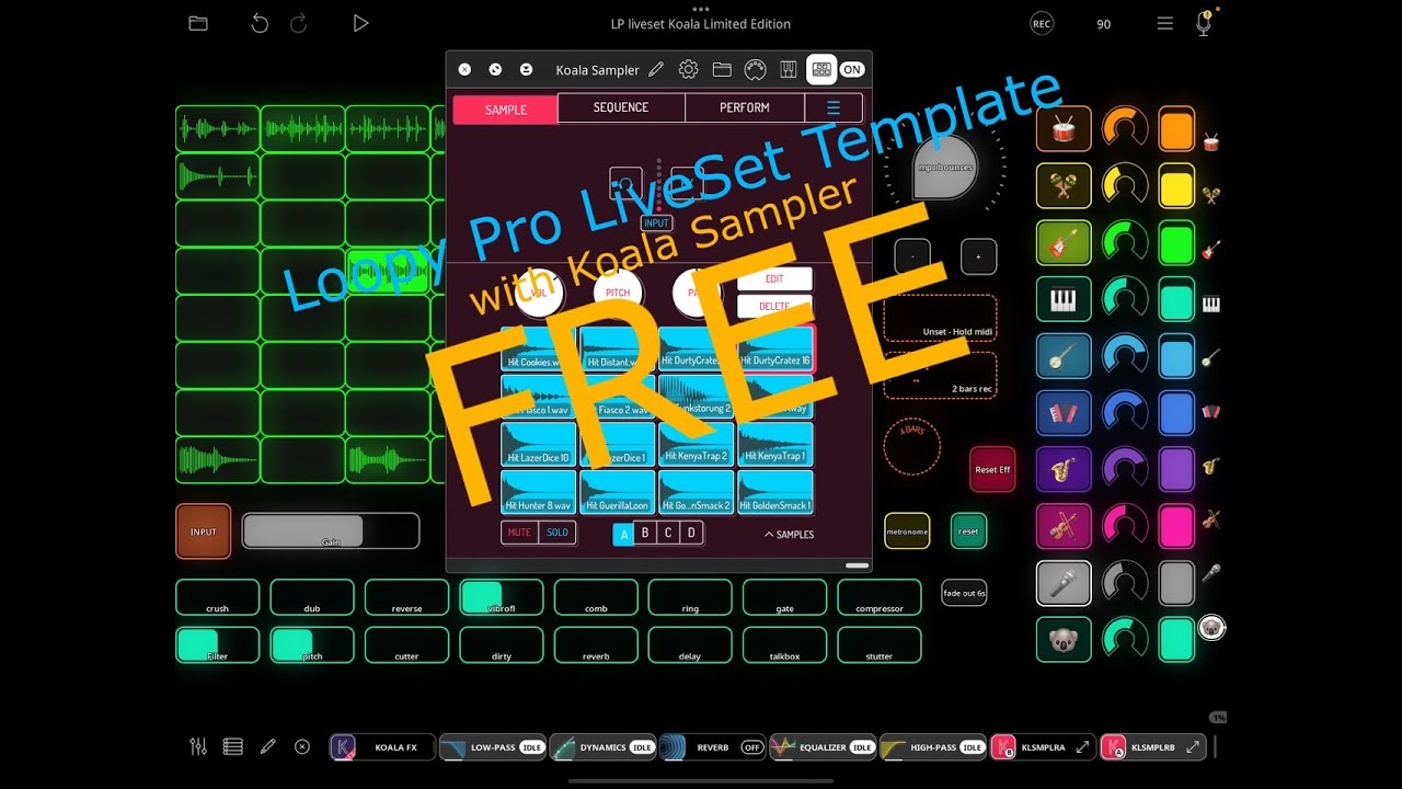 Loopy Pro LiveSet Template featuring Koala FREE #loopypro #koalasampler #liveset #template #free