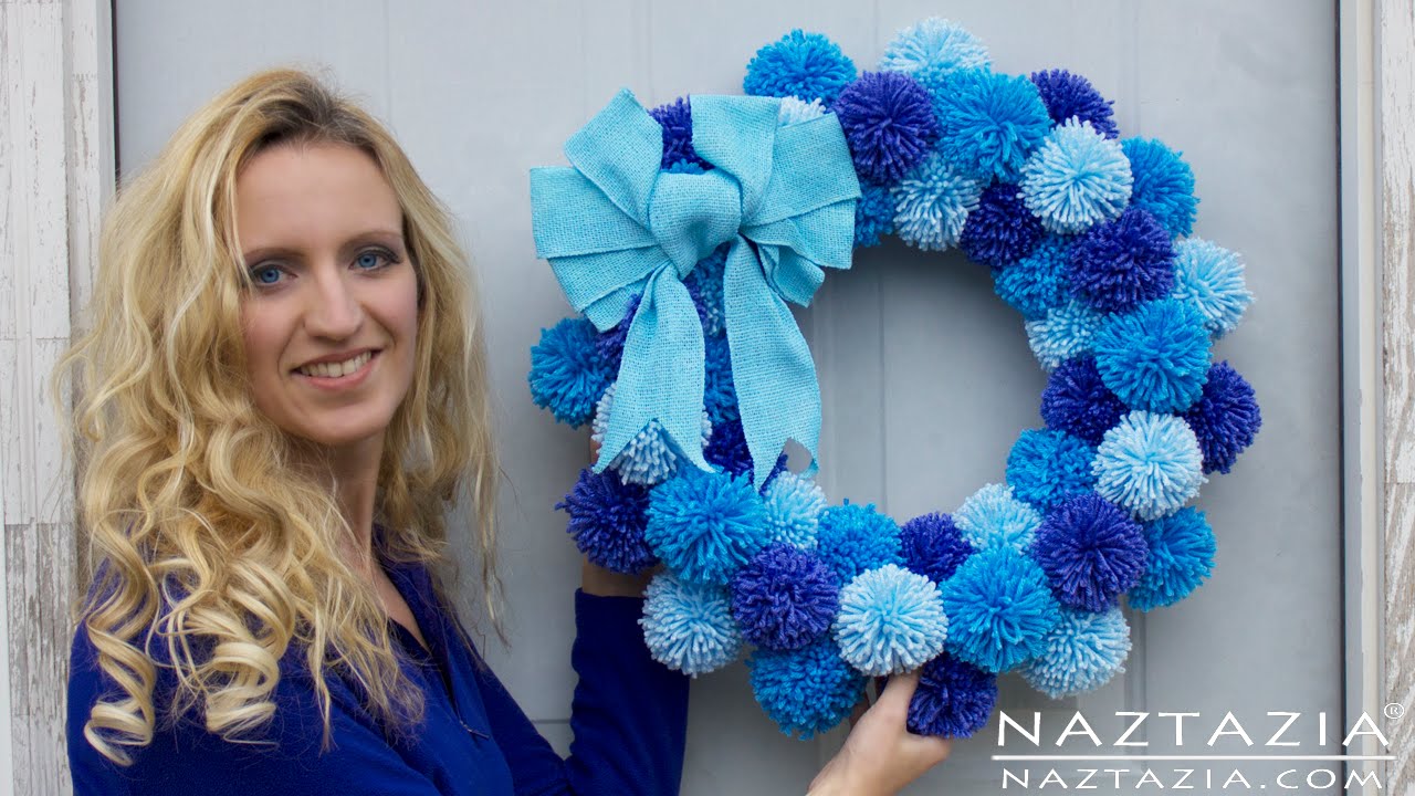 HOW to MAKE a POM POM WREATH with YARN - DIY Tutorial by Naztazia