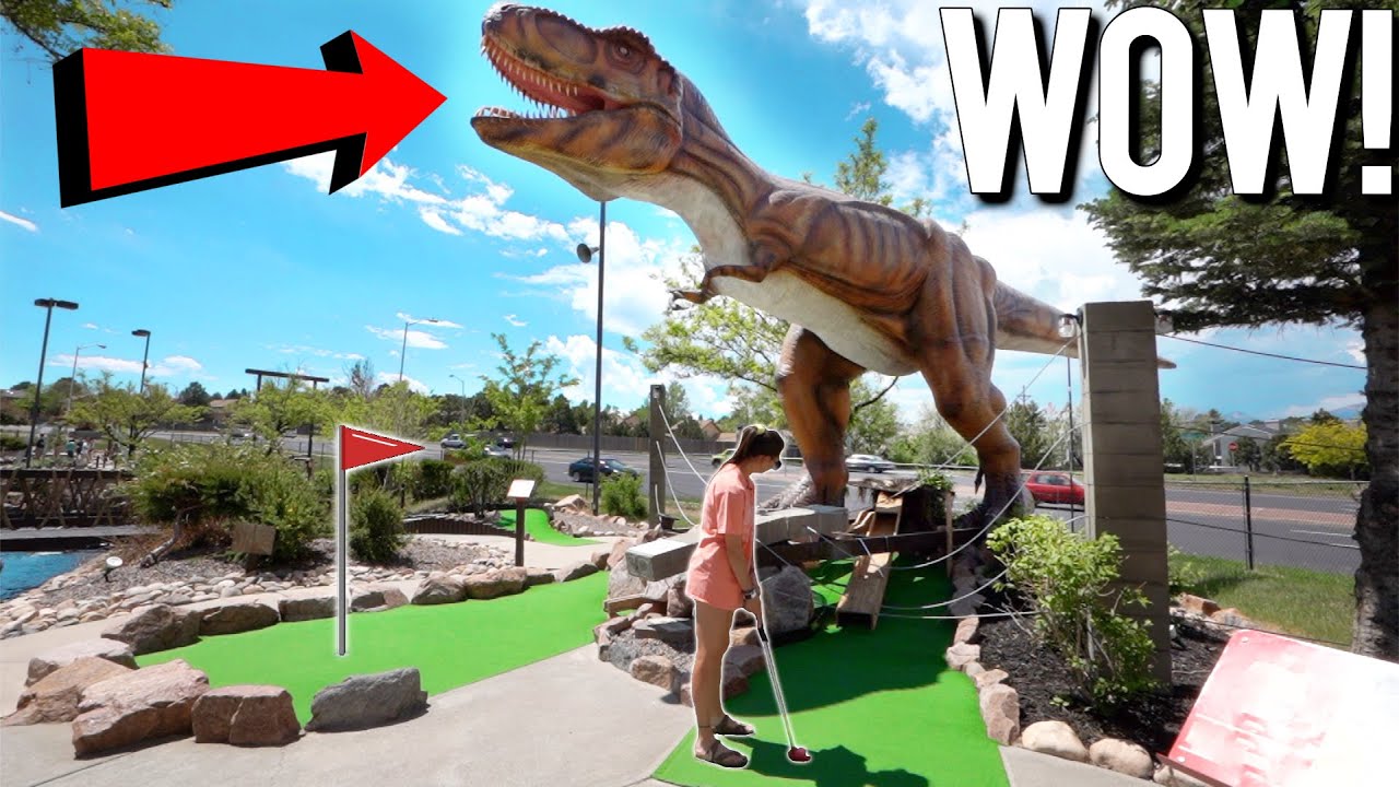 ONE OF A KIND Dinosaur Themed Mini Golf Course! | Back to Back Hole In One!