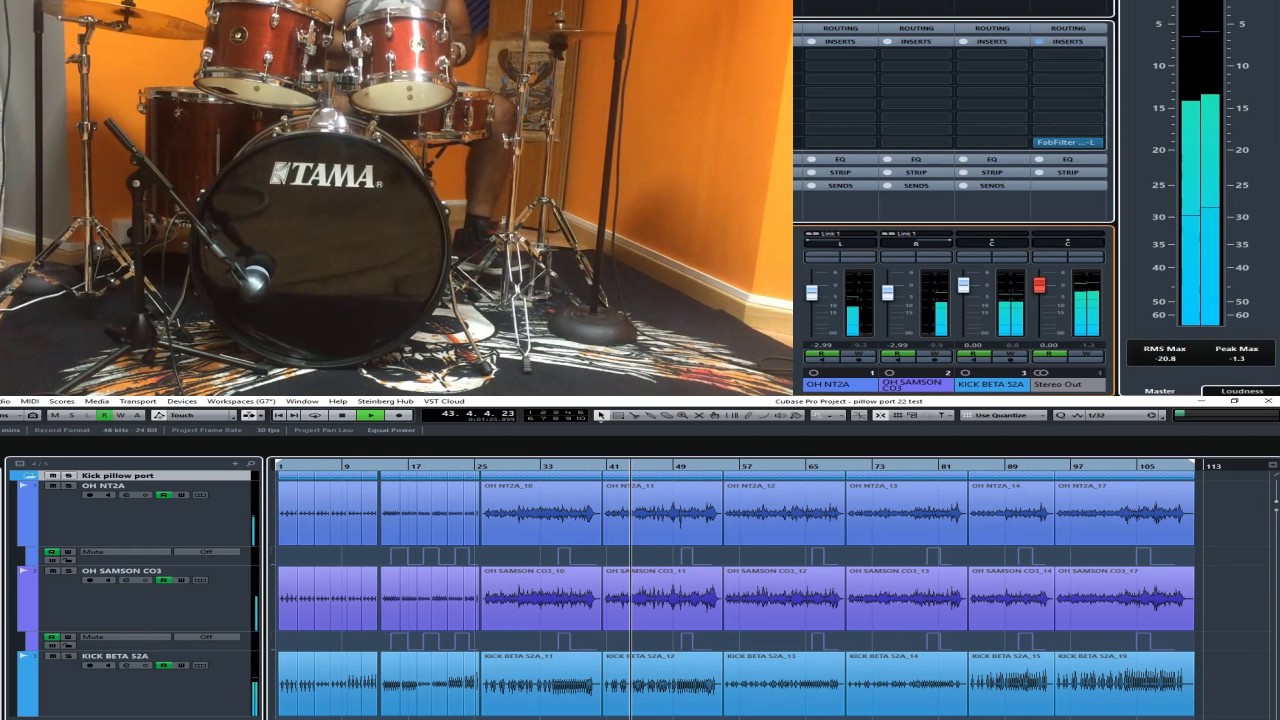 Regular/pillow/ported kick drum comparison Tama Rhythm Mate 22