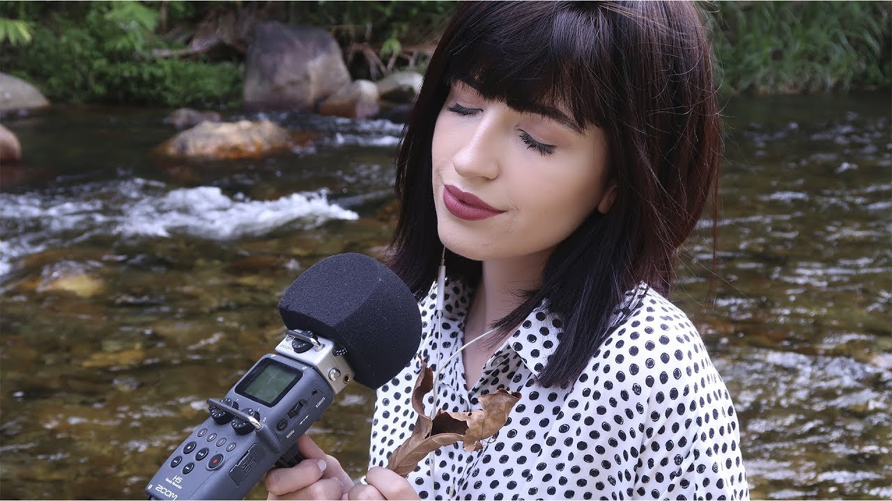 ASMR - Sons da natureza ao ar livre! {água, folhas secas, pedras)