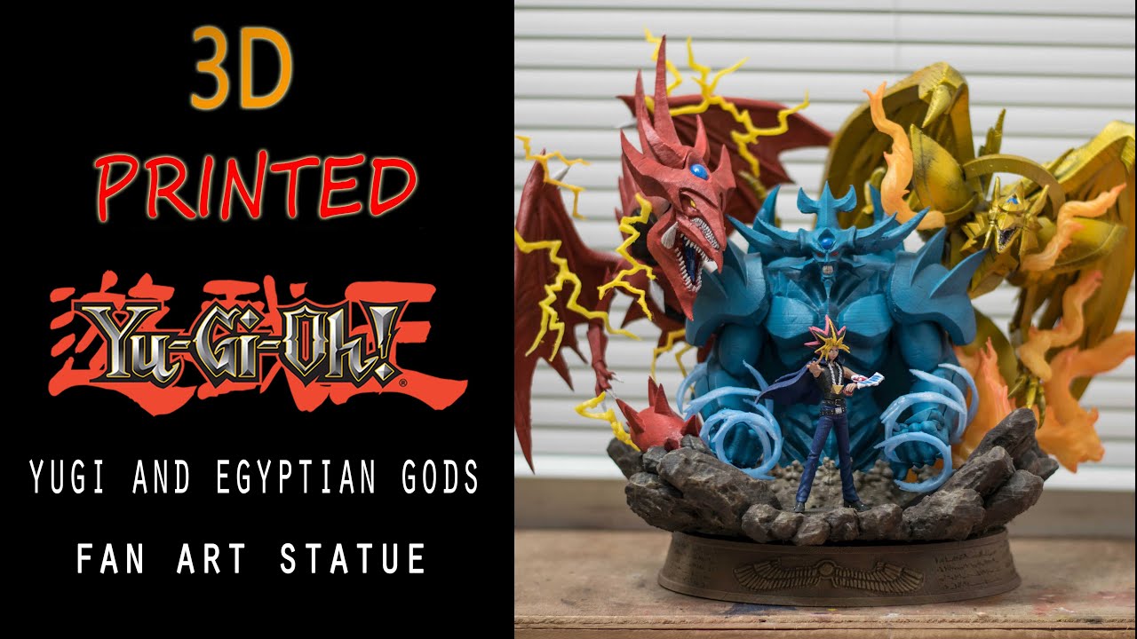 Yu-gi-oh! Yugi and Egyptian Gods 3d Printed Fan Art Statue