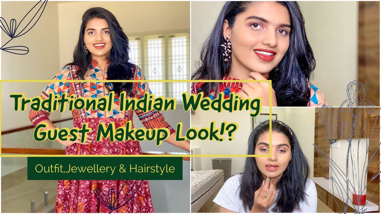 Traditional Indian Wedding Guest Makeup Look!?|Outfit,Jewellery,Hairstyle|Step by Step Makeup Guide|