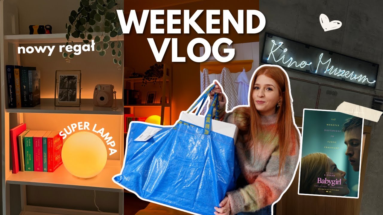 WEEKEND VLOG💖 | Haul Ikea, nowy regał📚 super lampa💡ciasto w 10 min🍰  kino studyjne 🎬