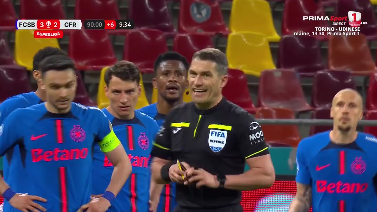 REZUMAT: FCSB - CFR Cluj 3-2. Repriză NEBUNĂ. FCSB a rezistat cu om în minus. Prelungiri tensionate