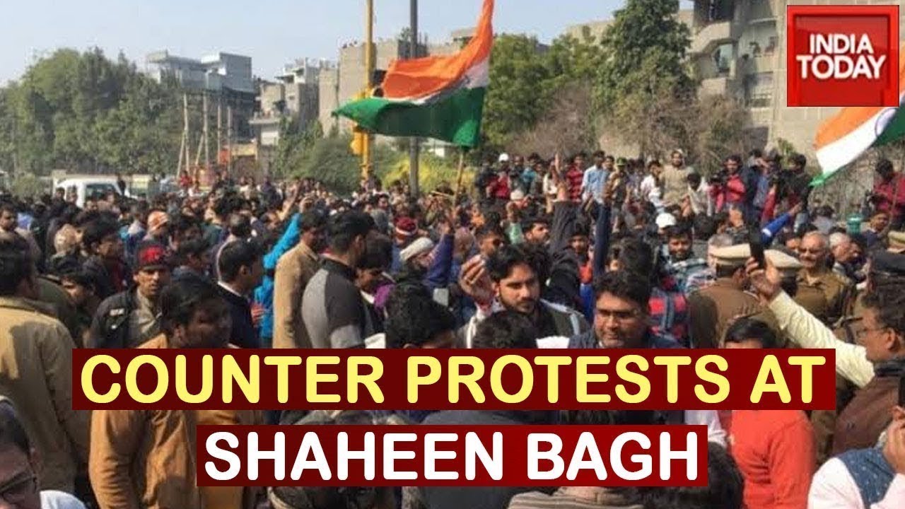 Locals Hold Counter Protests Against Anti-CAA Protesters In Shaheen Bagh
