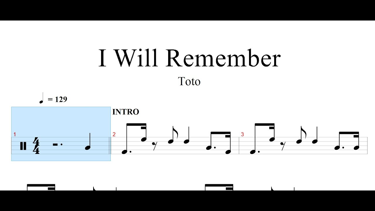 Toto - I Will Remember | DRUM SHEET MUSIC