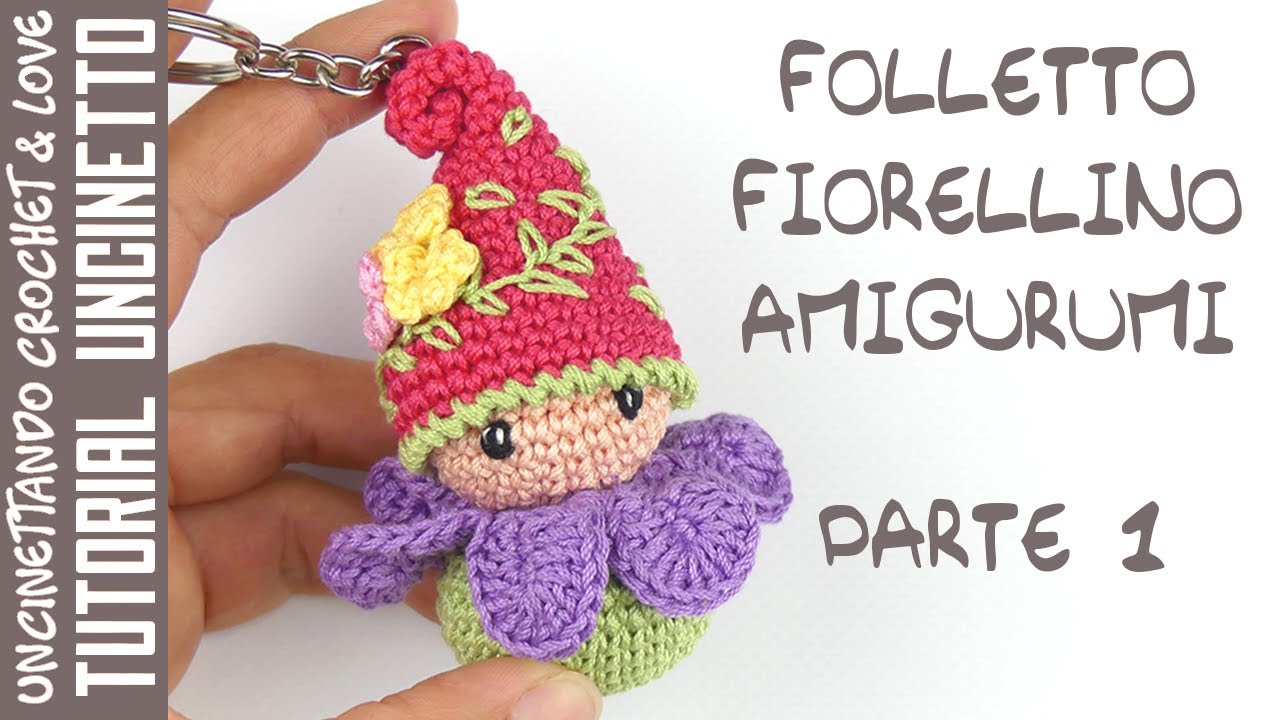 Учебник Амигуруми, эльф в цветке - часть 1 из 2 (субтитры на английском и испанском языках)