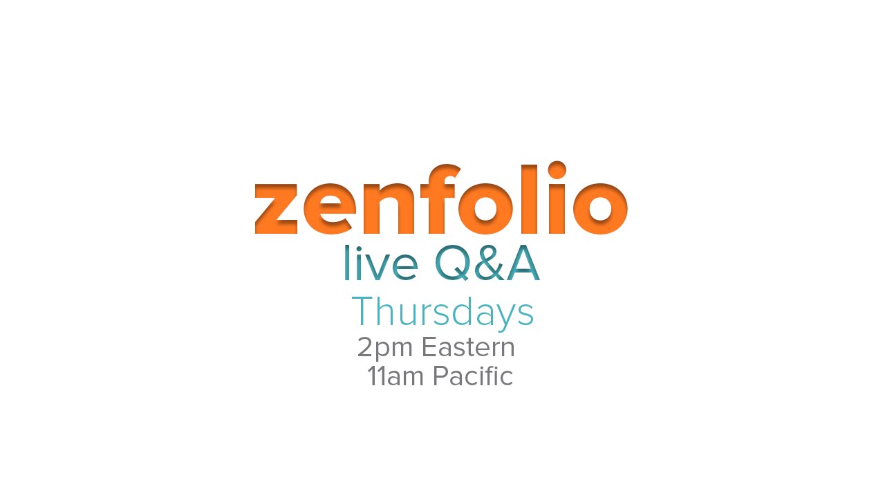 Zenfolio Live June 15th 2017 - How to create a custom portfolio page, topics and timestamps below!