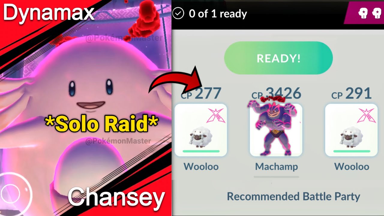 *SOLO* LeveL 3 Dynamax CHANSEY With DMax Machamp (Pokemon GO)