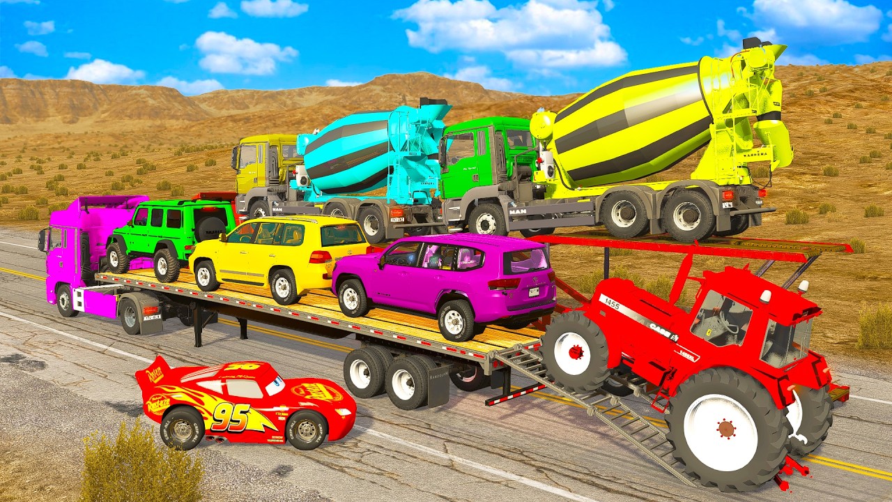 LIVE 🔴 Spider-Man vs Lightning McQueen vs Pixar CarsCrazy Mega Ramp | BeamNG Drive