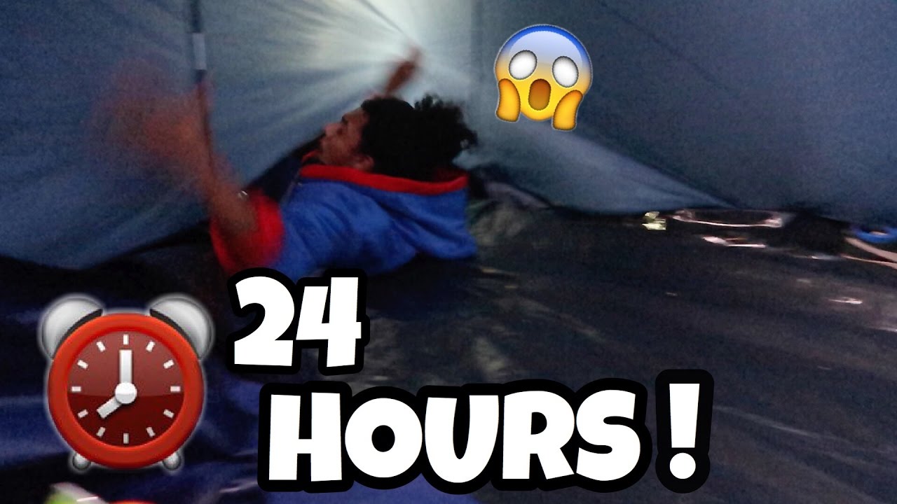 24 HOUR OVERNIGHT In HAUNTED FOREST FORT! (SCARY!)