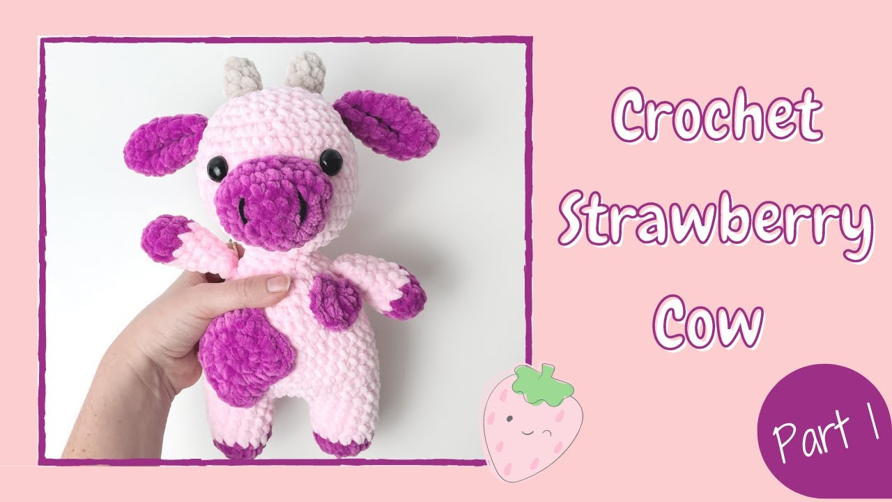 Crochet Strawberry Cow (TikTok) - Tutorial Part 1 (Updated) | Free Amigurumi Animal Pattern