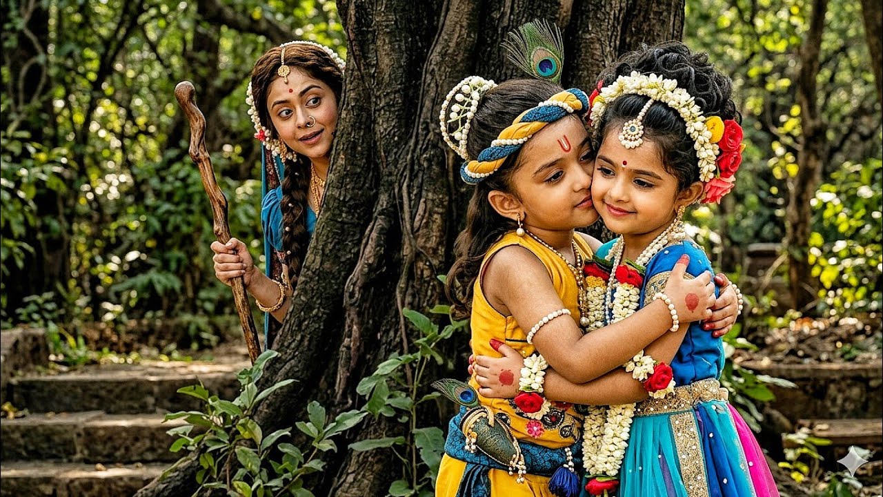 यशोदा मैया ने छिपकर देखा बाल कृष्ण और राधा को प्यार करते | यशोमती मईया के नंदलाला | Krishan Leela 