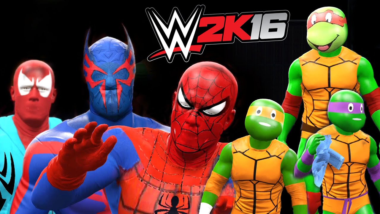 WWE 2K16 - TEENAGE MUTANT NINJA TURTLES VS SPIDER-MAN