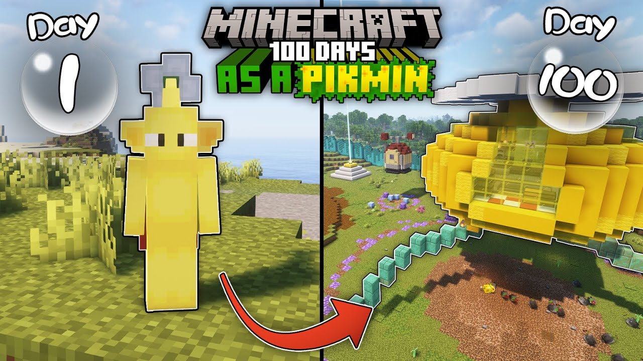 Я выжил 100 дней в образе пикмина — Minecraft