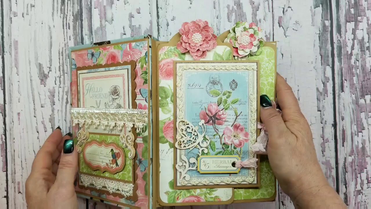 G45 Botanical Tea Mini Album for Scrapbooking With M.E.