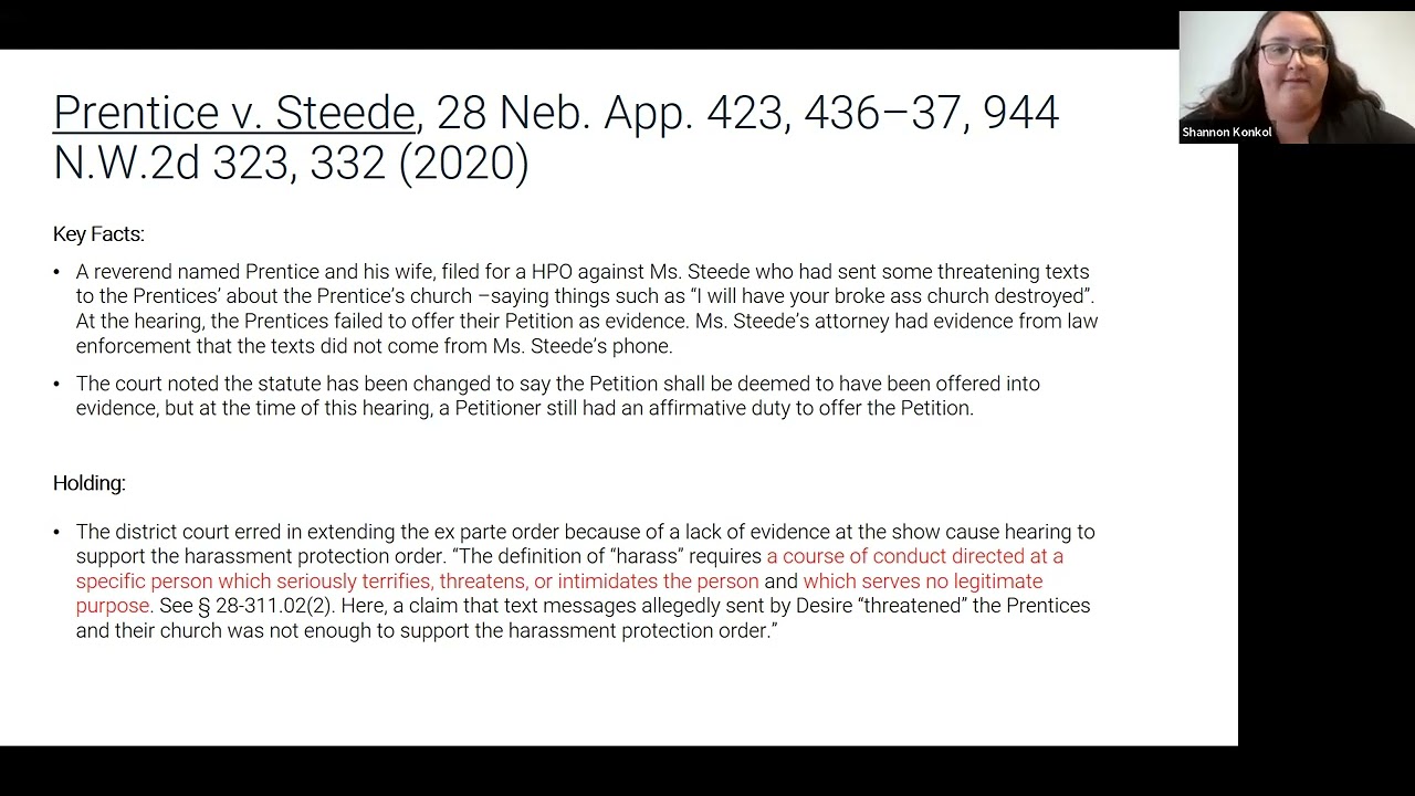 Protection Order Case Law CLE with Legal Aid of Nebraska