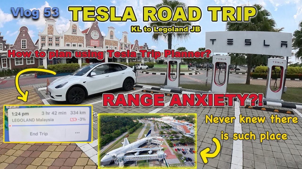 Family Road Trip in Tesla and Stopping to Charge & Lunch in Melaka | KL to Legoland