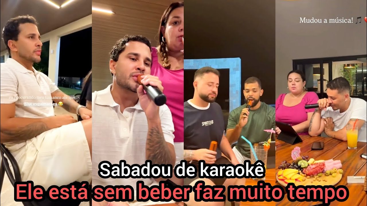 Lucas Guimarães diz estar sem beber há muito tempo e se diverte cantando no karaokê com amigos