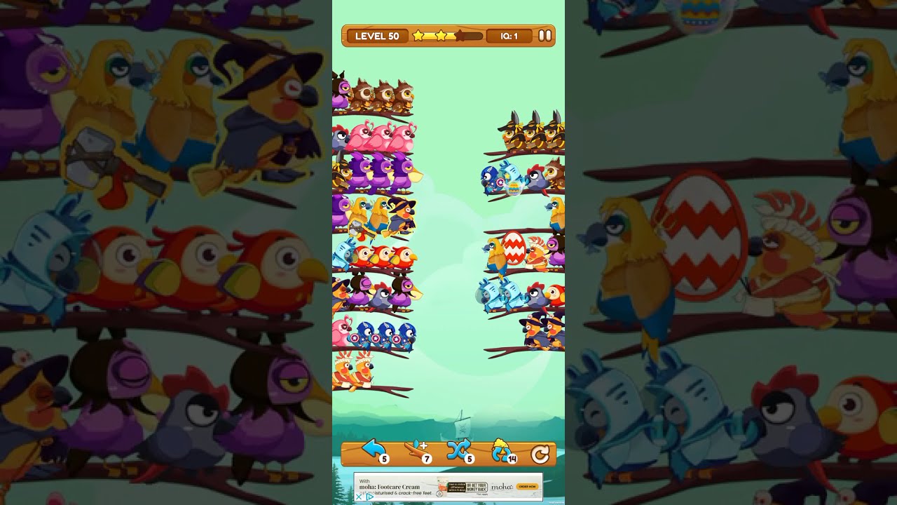 Bird sort 2 colour Puzzle game levels 50 #games #gameplays #pubgmobile #puzzle #livestream