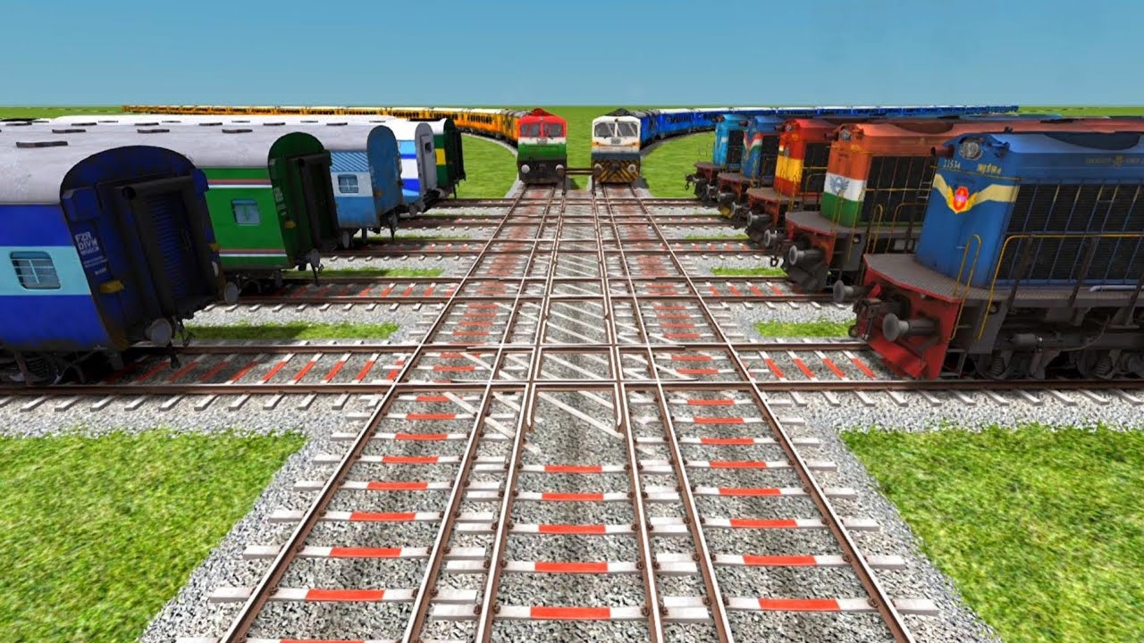 Indian Trains 3d Daimond Railways Railgadis || At Bumpy Forketd Train Crossing Railroads Gaming