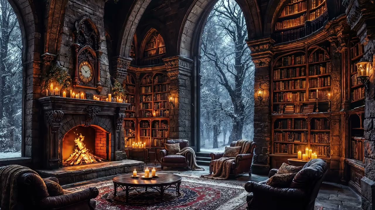 Escape to a winter forest hideaway - Cozy Fireplace Ambience for Sleep, Study & Deep Relaxation