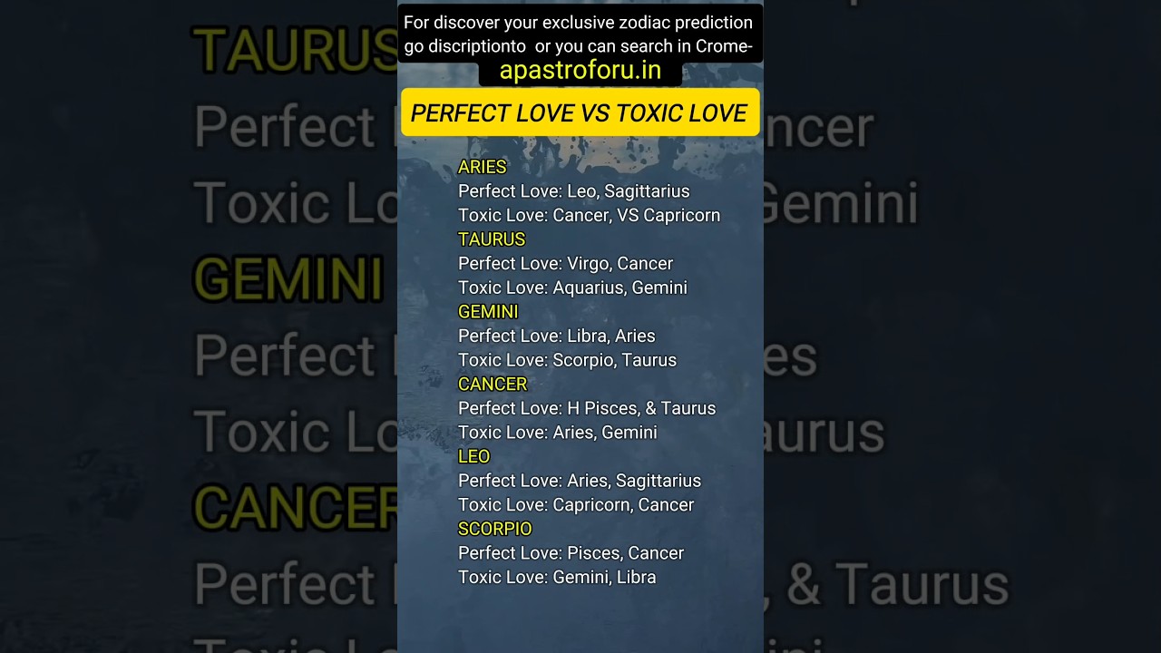Perfect Love Vs Toxic Love #zodiac #zodiacsigns #astrology #astrologysigns #horoscope #tarot