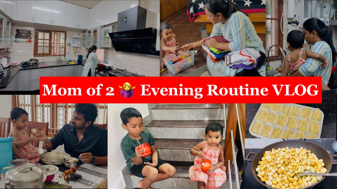 Mom of2 🤷‍♀️ Evening Routine|Healthy Evening Snacks மசாலா மக்கனா|Ennoda kitchen maintenance Tips