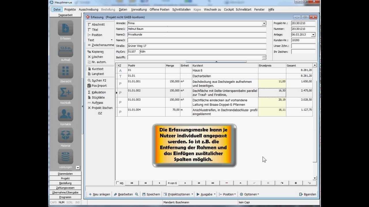 Erfassen - 4 Master Handwerkersoftware