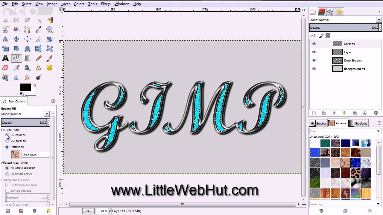 GIMP Text Effects - Silver with Turquoise Gemstones
