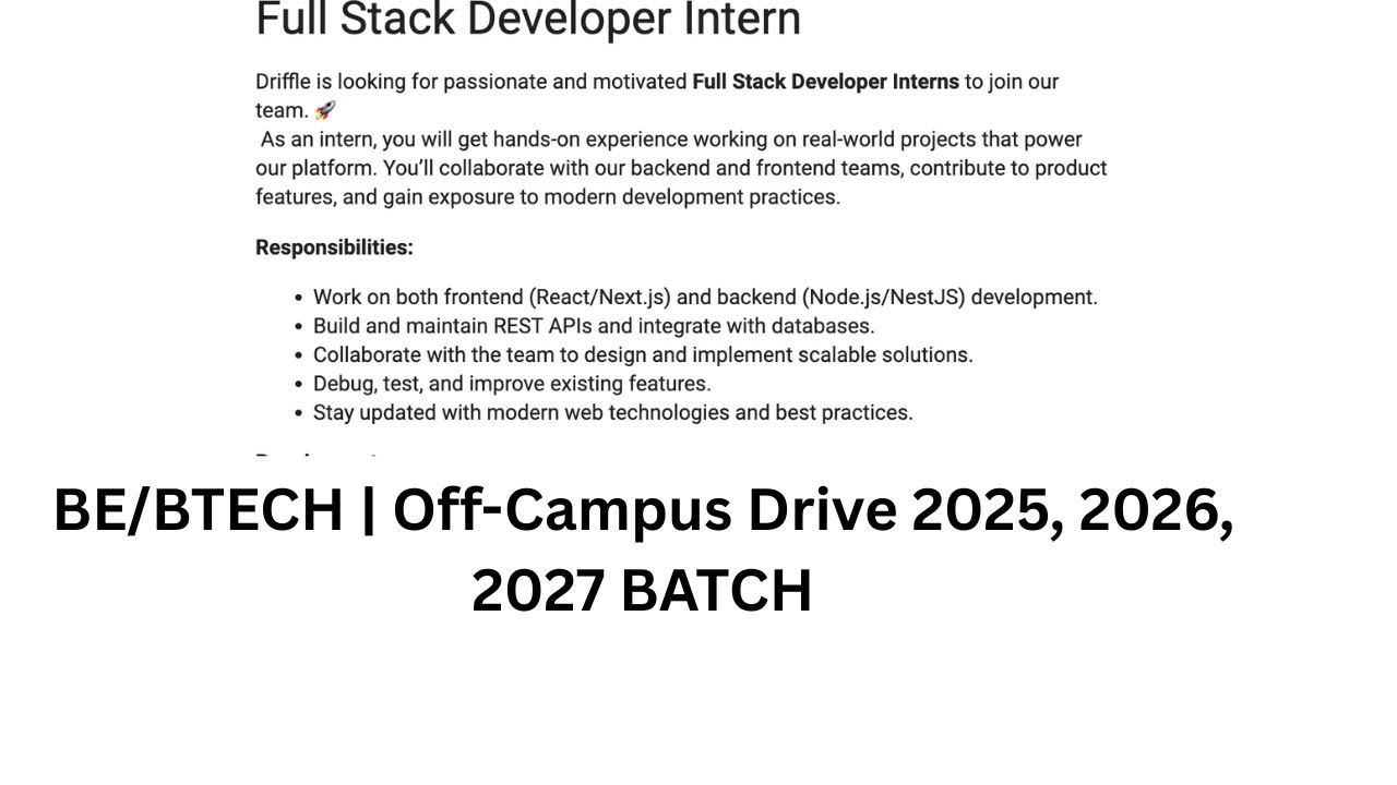 BE/BTECH | Off-Campus Drive 2025, 2026, 2027 BATCH