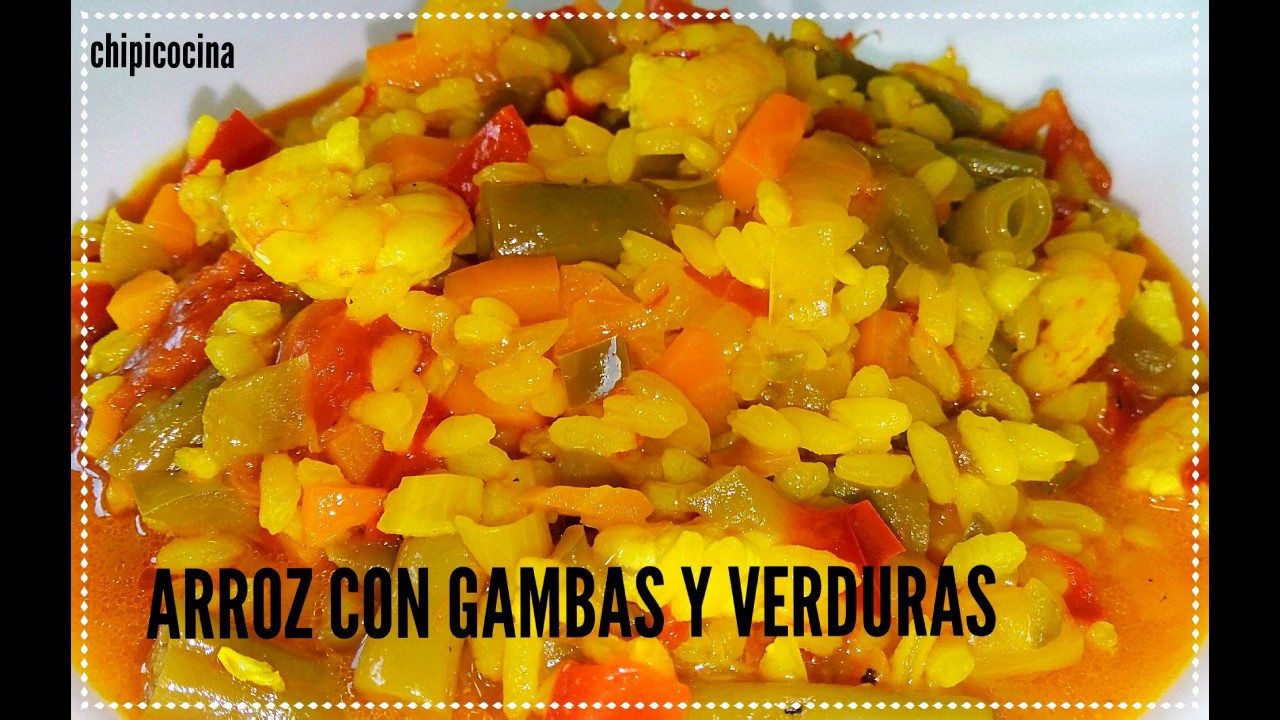 arroz con gambas y verduras