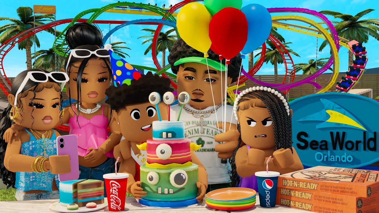 MY NEPHEW'S CHAOTIC BIRTHDAY PARTY AT AN AMUSEMENT PARK!! *SEA WORLD!!* | bloxburg Family Roleplay