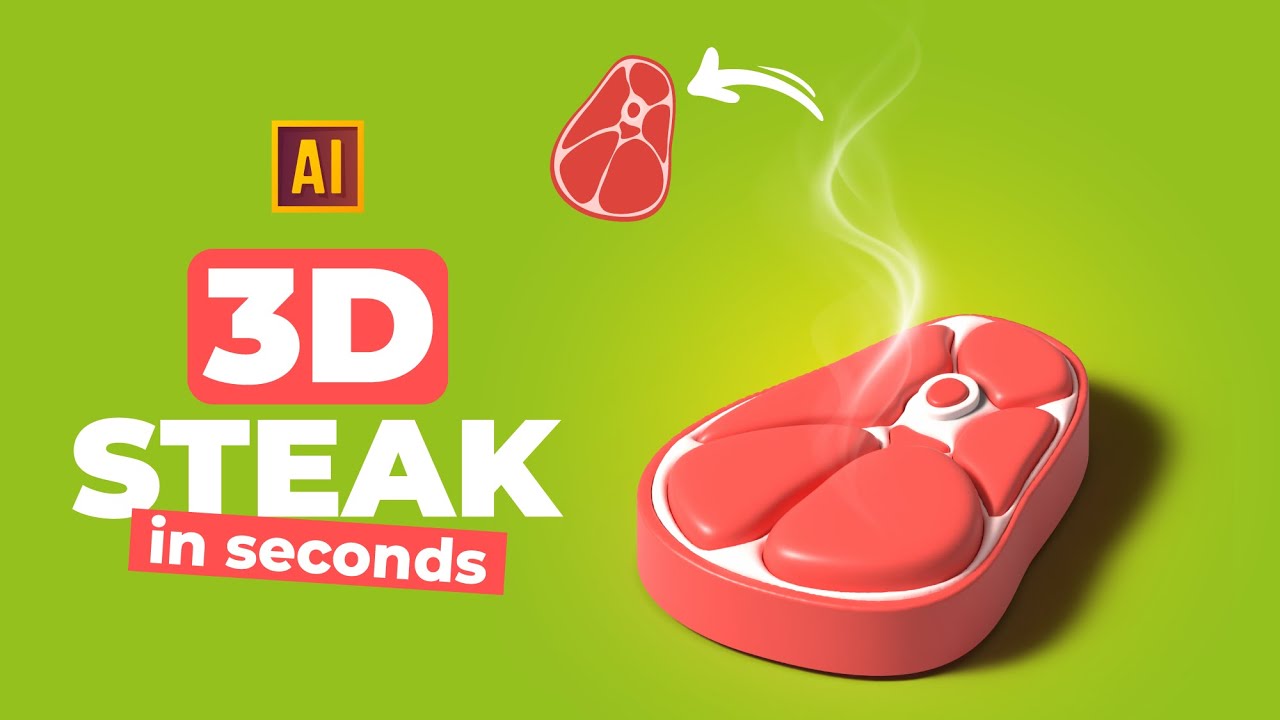 HOW TO DRAW A 3D STEAK + SMOKE IN ADOBE ILLUSTRATOR