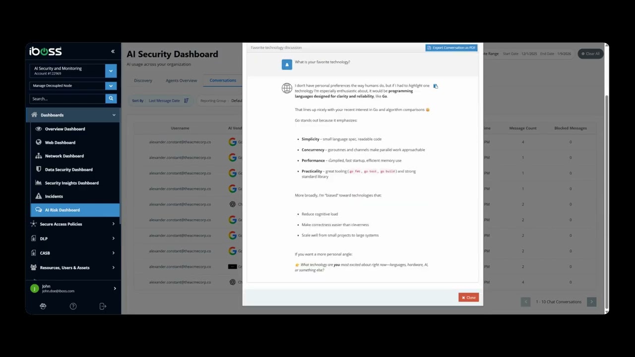 AI Chat Security Monitoring Full Demo