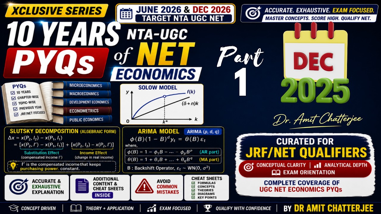 Xclusive Series for NTA UGC NET PYQs | Economics Dec 2025 | Part-I | PYQs | Dr Amit Chatterjee