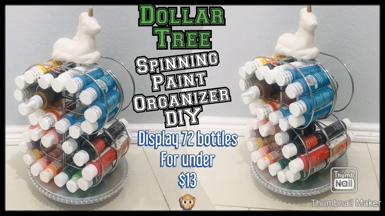Dollar tree chalk or acrylic paint organizer diy | spinning lazy Susan diy idea craft room organizer